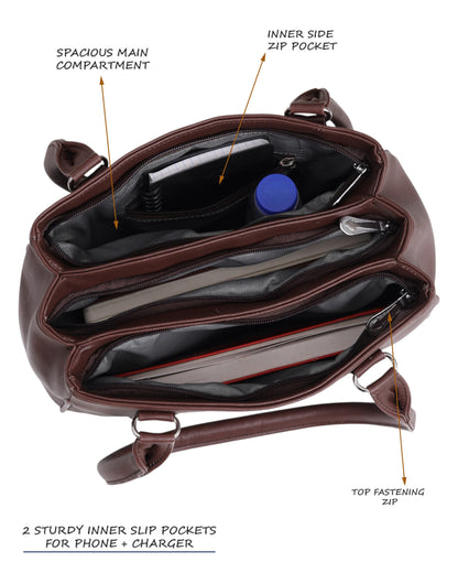 BLUE WORLD PU Women Handbag (Brown)