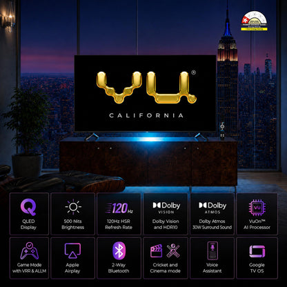 Vu California 139cm (55 inches) GloQLED Smart Google 4K TV VuGLOQLEDDV