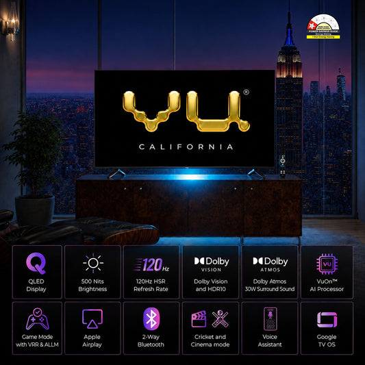 Vu California 139cm (55 inches) GloQLED Smart Google 4K TV VuGLOQLEDDV
