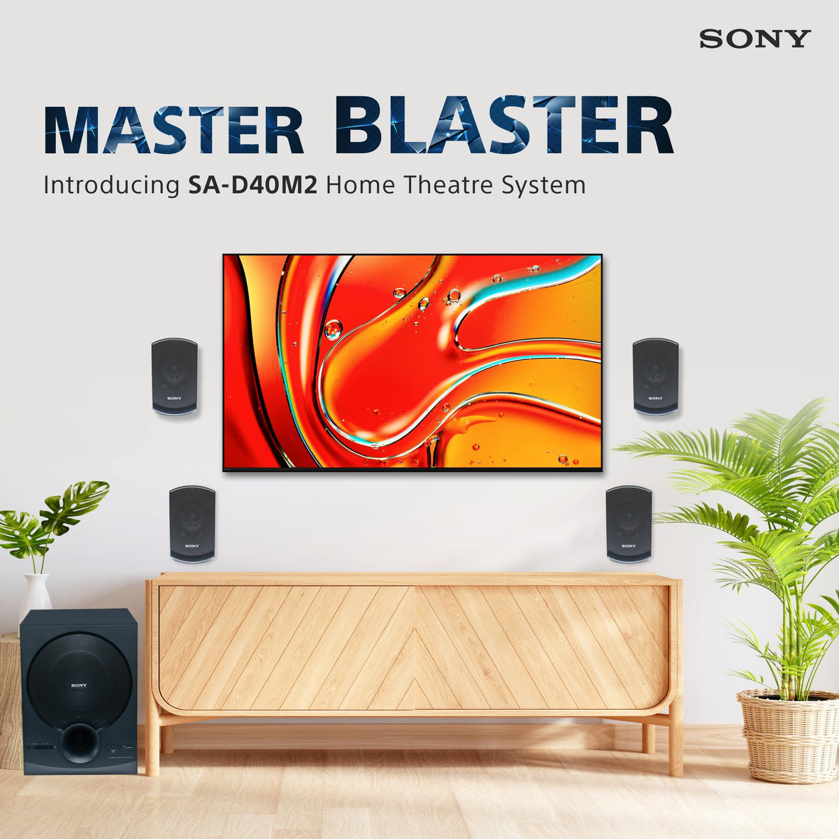 Sony SA-D40M2 All in One 4.1ch Home Theatre System with 100W Power Output and Powerful Subwoofer – Black (Model no.YY2090C)