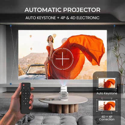 E GATE Atom 3X Projector 4k Ultra HD Full HD 1080p Native Automatic Home Projector for Room | 300 ISO | Rotatable Design | Android Netflix Prime | ARC-HDMI USB WiFi-6 BT Screen Mirroring Egate