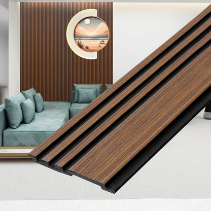 Plantex Wall Panels/Wooden Louvers Panel for Wall 8 Feet/Charcoal Panel for Interior Wall Décor/3D Wall Panel - Pack of 3 Covers - 9 Sq. Ft, Size-5 Inch x 8 Feet (Wooden - Modern Strip)