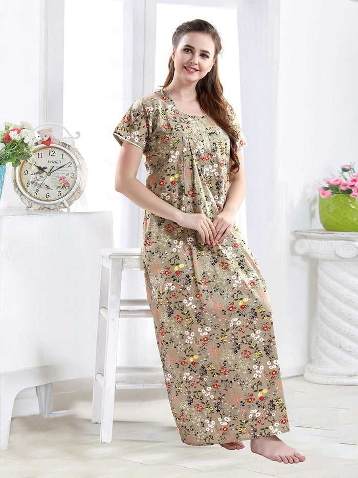 AV2 Women Printed Cotton Nightwear Nighty Maxi